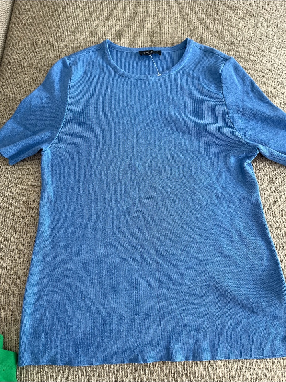Tahari Blue Short Sleeve Knit Top